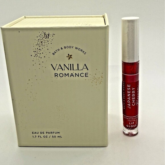 Bath & Body Works Other - Bath & Body Works Vanilla Romance EDP 1.7 oz + Japanese Cherry Lip Gloss Set New